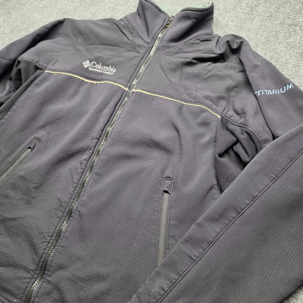 Vintage Columbia Titanium Polartec Softshell Jacket Mens M Charcoal Grey Full Zi